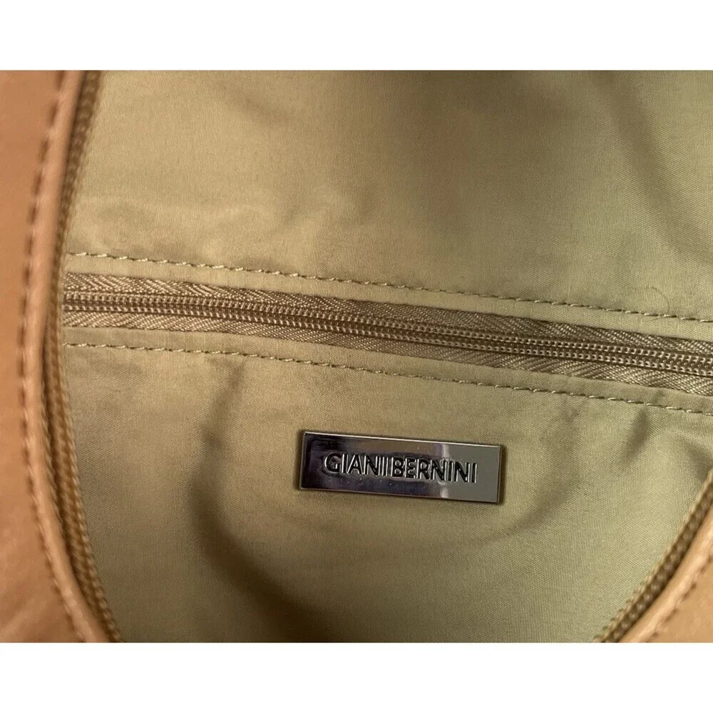 GIANI BERNINI Napa Leather Hobo Shoulder Bag Tan Classic Minimalist Preppy Retro